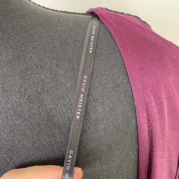 Dress By David Meister, Size US 8, Maroon, burgundy, embroidered bead flower - Picture 15 of 16